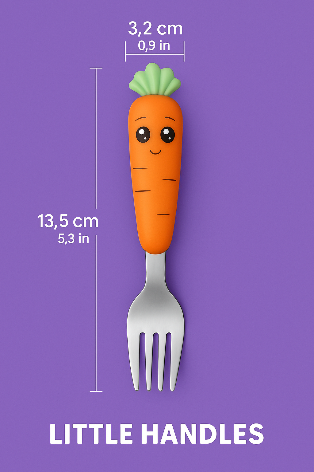 Kids Carrot Spoon & Fork Set – Safe PP Handle & 304 Stainless Steel | Little Handles