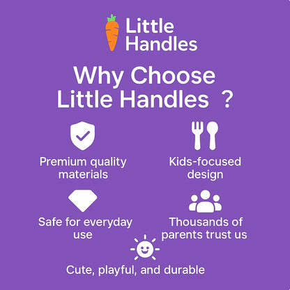 Kids Carrot Spoon & Fork Set – Safe PP Handle & 304 Stainless Steel | Little Handles