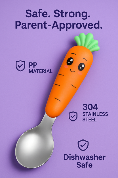 Kids Carrot Spoon & Fork Set – Safe PP Handle & 304 Stainless Steel | Little Handles