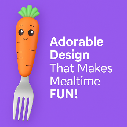 Kids Carrot Spoon & Fork Set – Safe PP Handle & 304 Stainless Steel | Little Handles